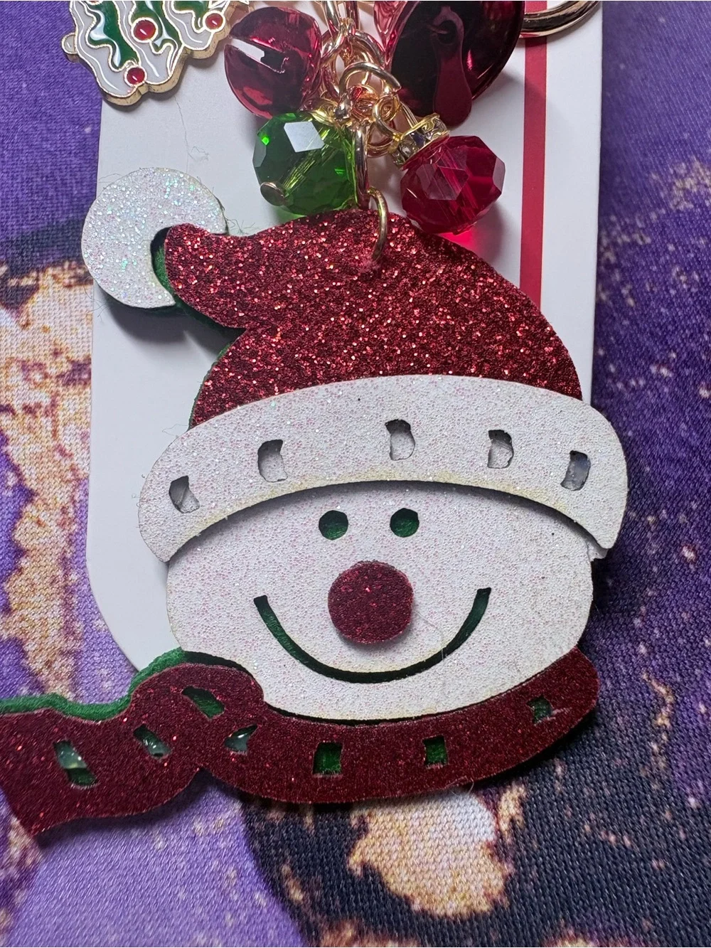 ❤️💚🤍 Set of two Festive Red & White Snowman Keychain and/or bag charms NWT